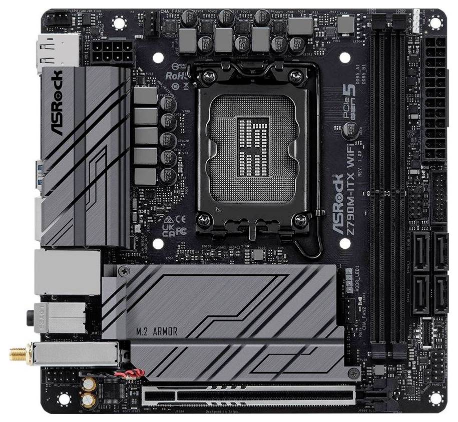 ASRock Z790M-ITX WiFi Mainboard Sockel (PC) Intel® LGA 1700 Formfaktor (Details) Mini-ITX Mainboard-Chipsatz Intel® Z790