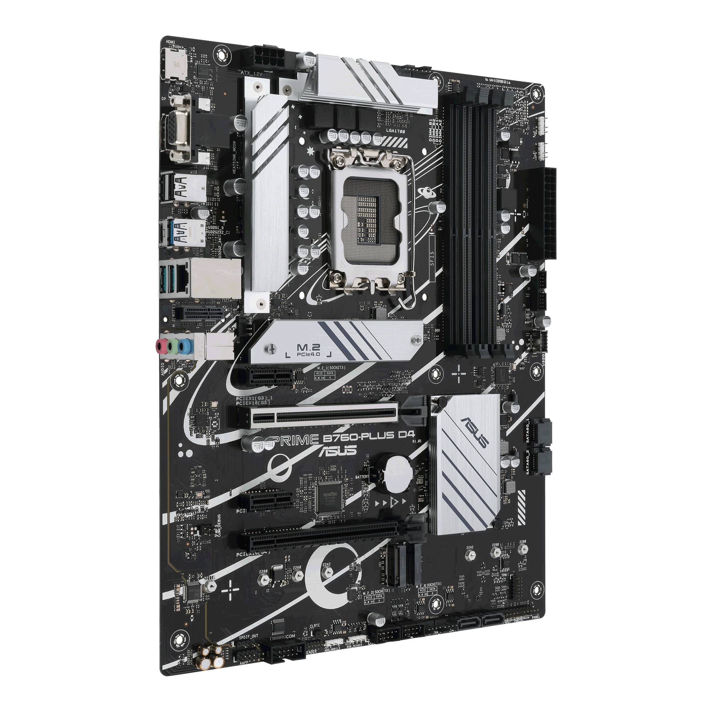 Asus PRIME B760-PLUS D4 Mainboard Sockel (PC) Intel® LGA 1700 Formfaktor (Details) ATX Mainboard-Chipsatz Intel® B760