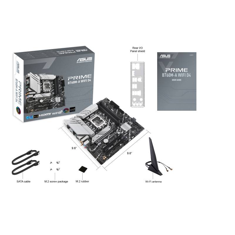 Asus PRIME B760M-A WIFI D4 Mainboard Sockel (PC) Intel® LGA 1700 Formfaktor (Details) Micro-ATX Mainboard-Chipsatz Intel® B760