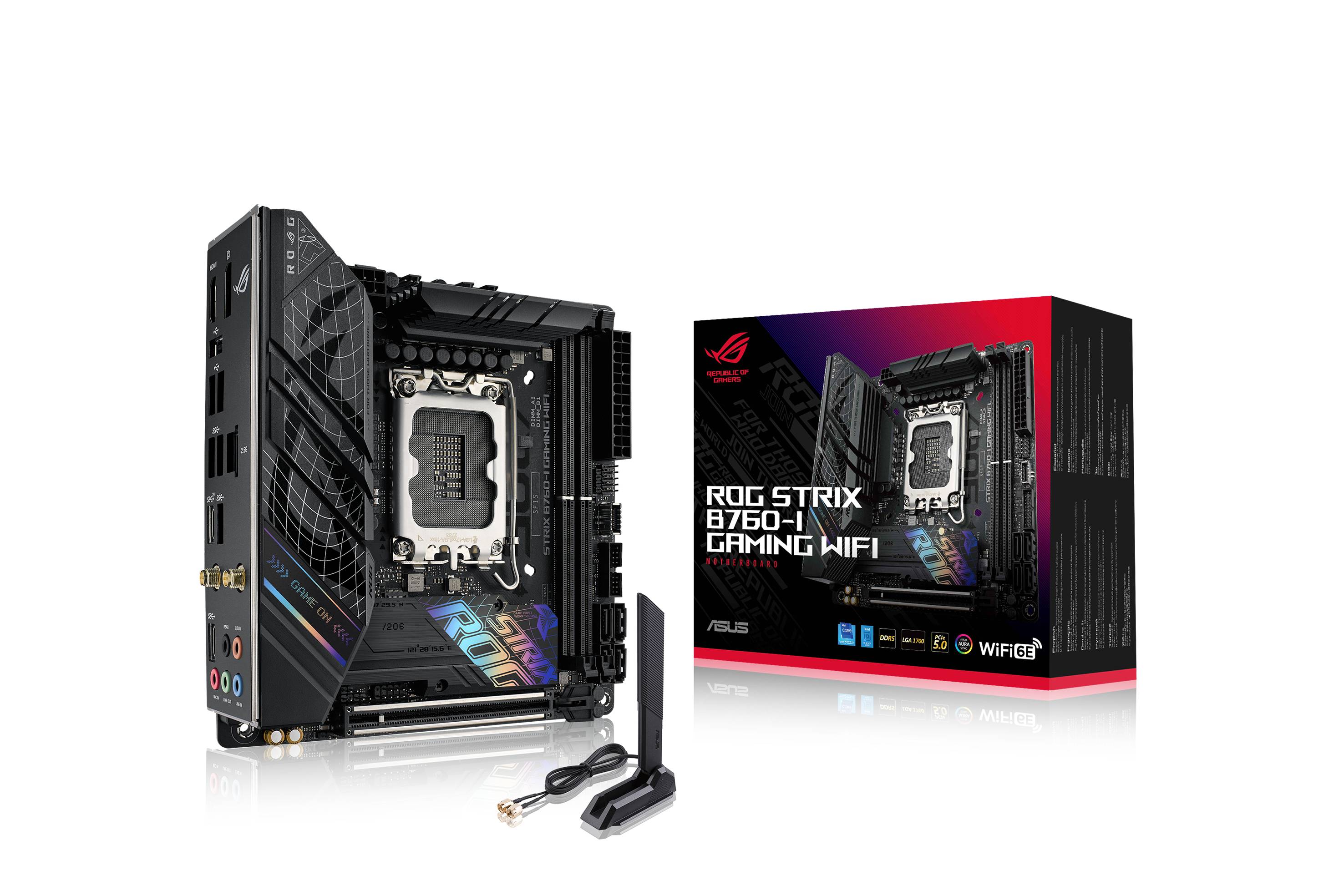Asus ROG STRIX B760-I GAMING WIFI Mainboard Sockel (PC) Intel® LGA 1700 Formfaktor (Details) Mini-ITX Mainboard-Chipsatz Intel®