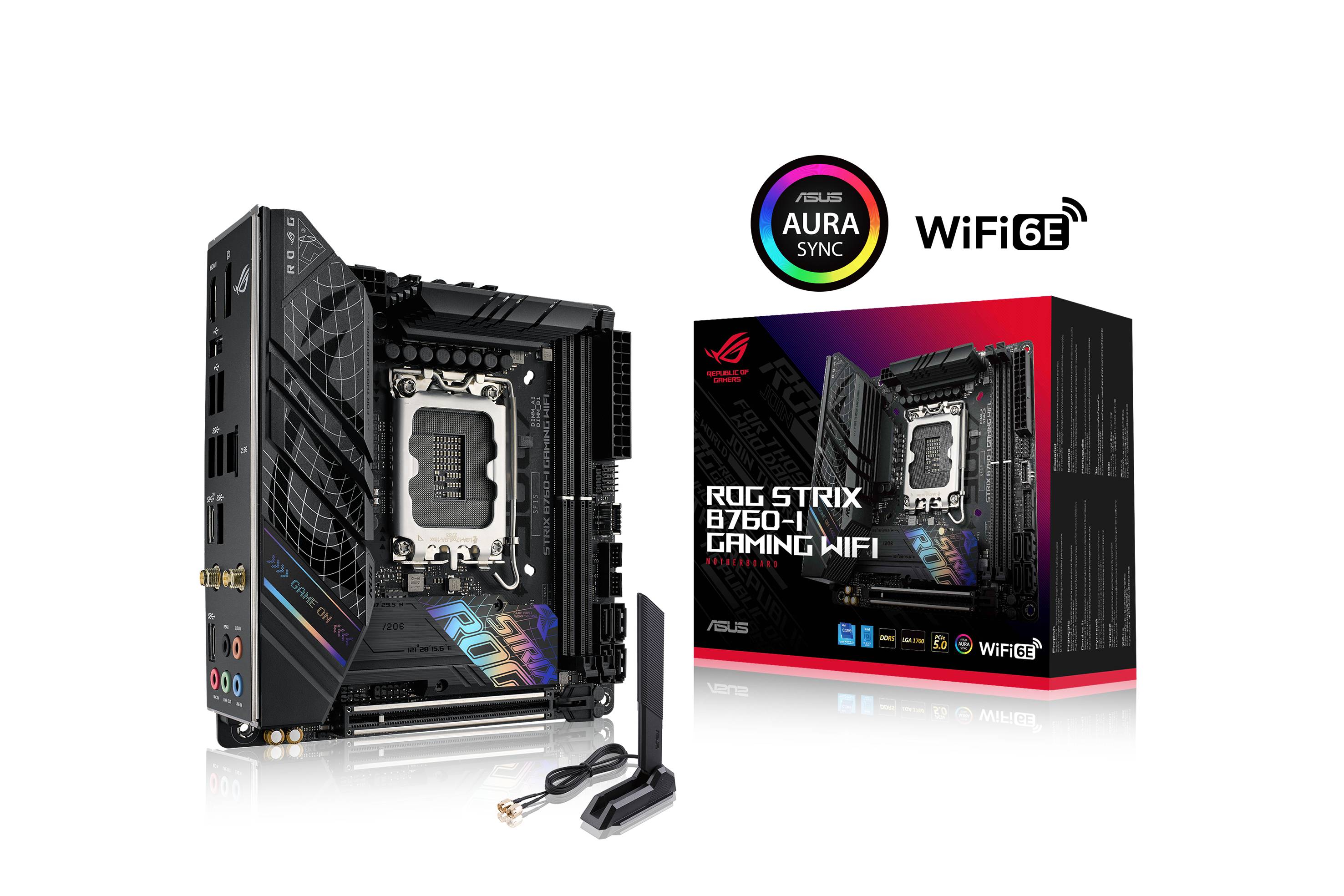 Asus ROG STRIX B760-I GAMING WIFI Mainboard Sockel (PC) Intel® LGA 1700 Formfaktor (Details) Mini-ITX Mainboard-Chipsatz Intel®