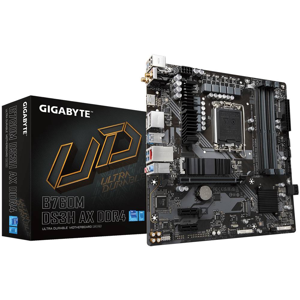 Gigabyte B760M DS3H AX DDR4 Mainboard Sockel (PC) Intel® LGA 1700 Formfaktor (Details) Micro-ATX Mainboard-Chipsatz Intel® B760