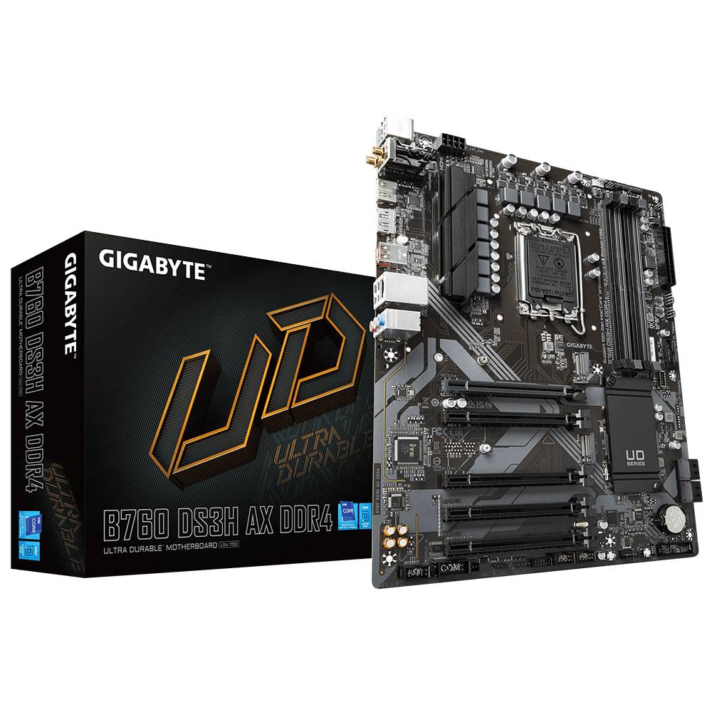 Gigabyte B760 DS3H AX DDR4 Mainboard Sockel (PC) Intel® LGA 1700 Formfaktor (Details) ATX Mainboard-Chipsatz Intel® B760 Express