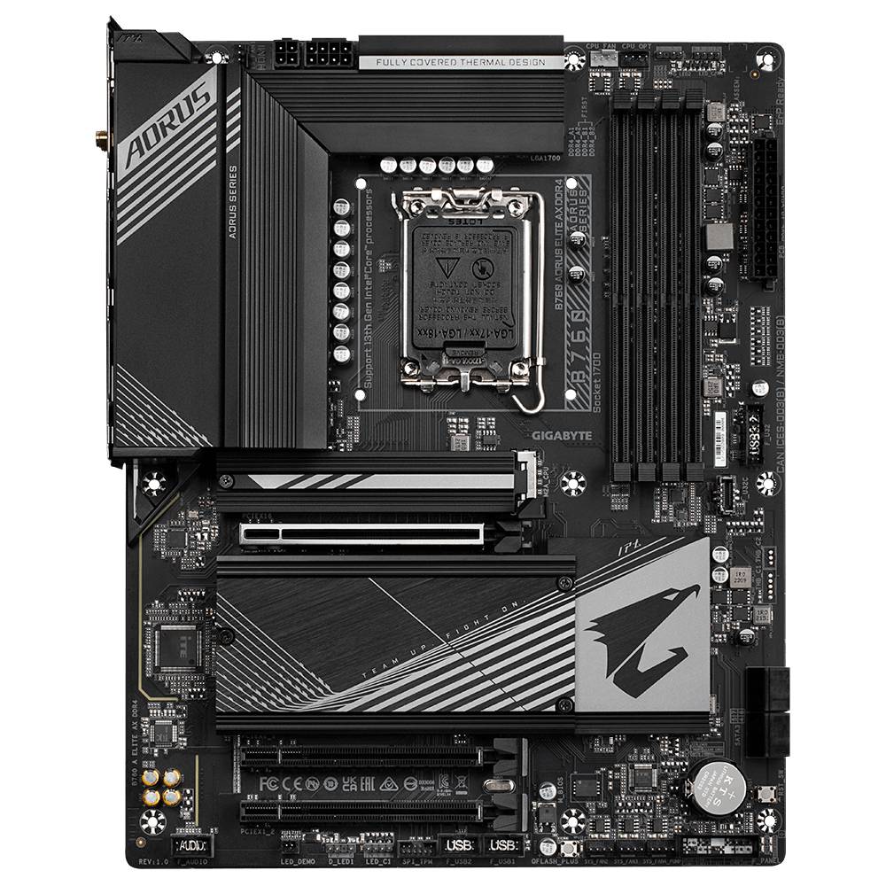 Gigabyte B760 AORUS ELITE AX DDR4 (rev. 1.0) Mainboard Sockel (PC) Intel® LGA 1700 Formfaktor (Details) ATX Mainboard-Chipsatz Intel® B760 Express