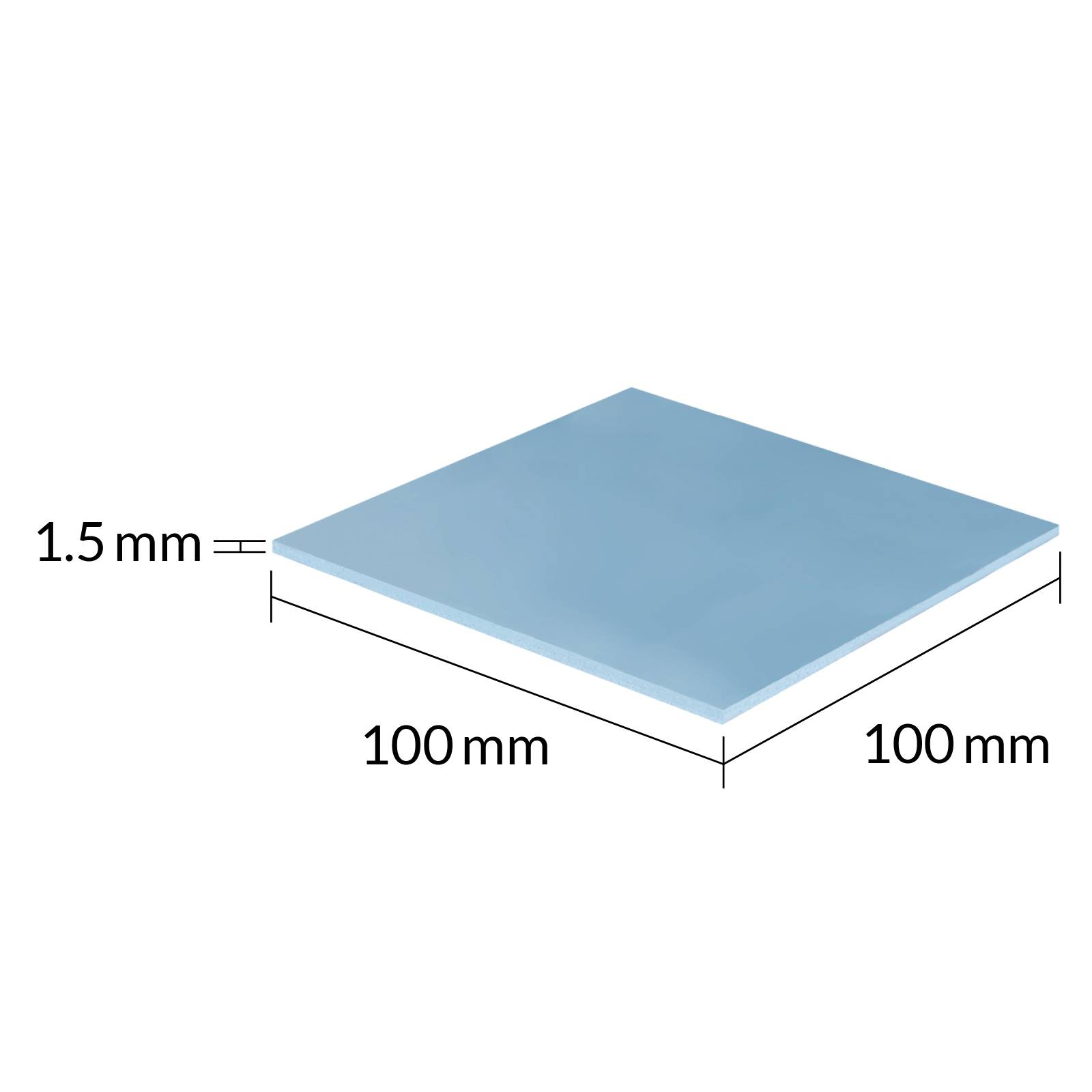 Quadratische Platte, blau, Maße: 100 mm x 100 mm, Dicke: 1,5 mm.