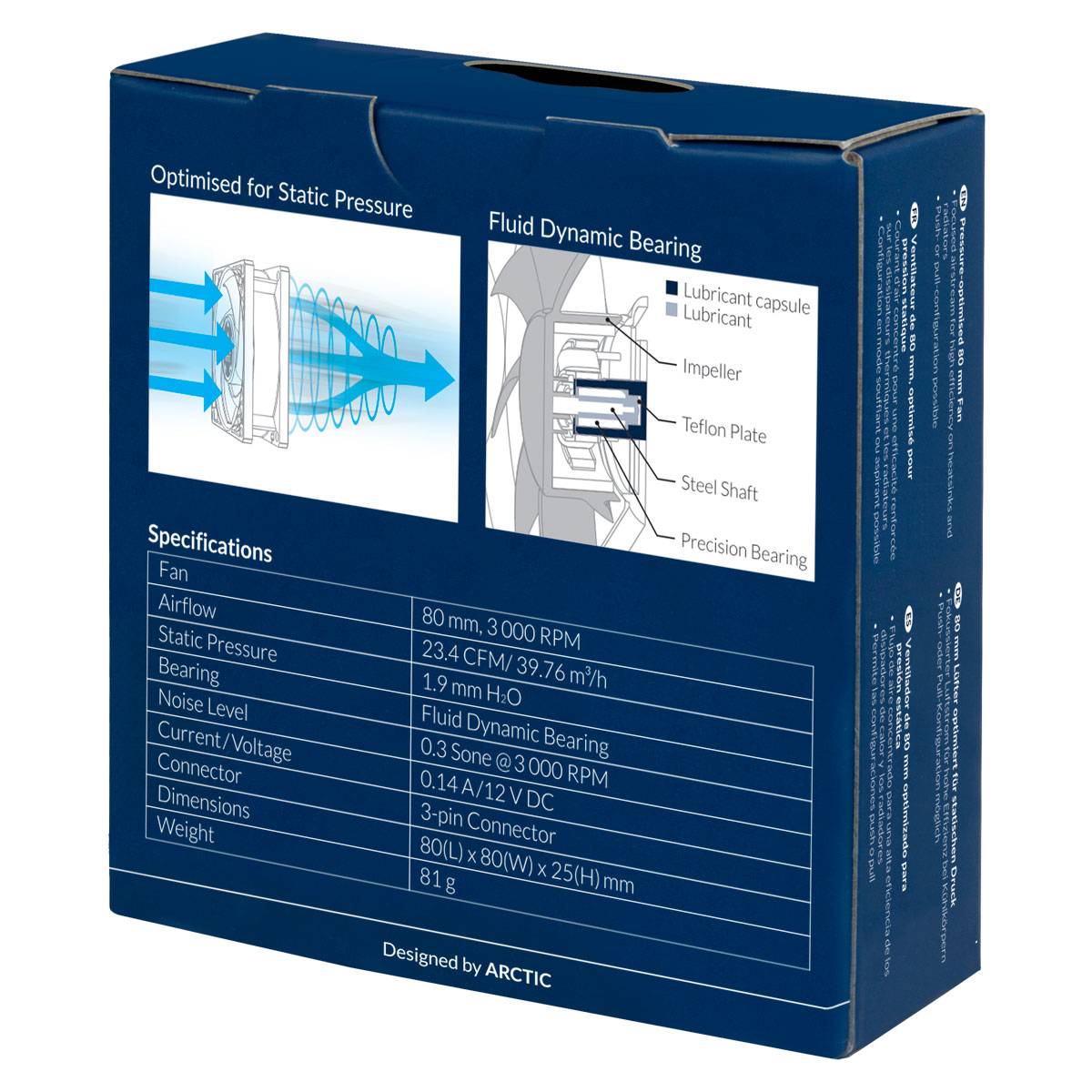 Arctic P8 PC-Gehäuse-Lüfter Schwarz (B x H x T) 80 x 80 x 25mm
