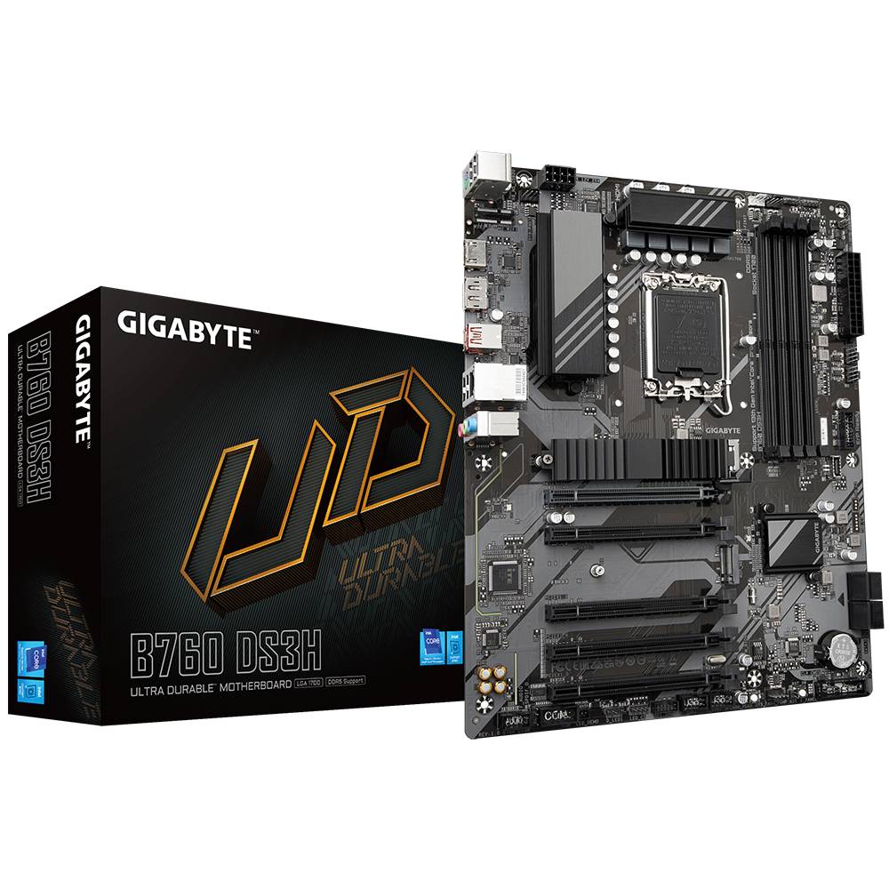 Gigabyte B760 DS3H Mainboard Sockel (PC) Intel® LGA 1700 Formfaktor (Details) ATX Mainboard-Chipsatz Intel® B760 Express