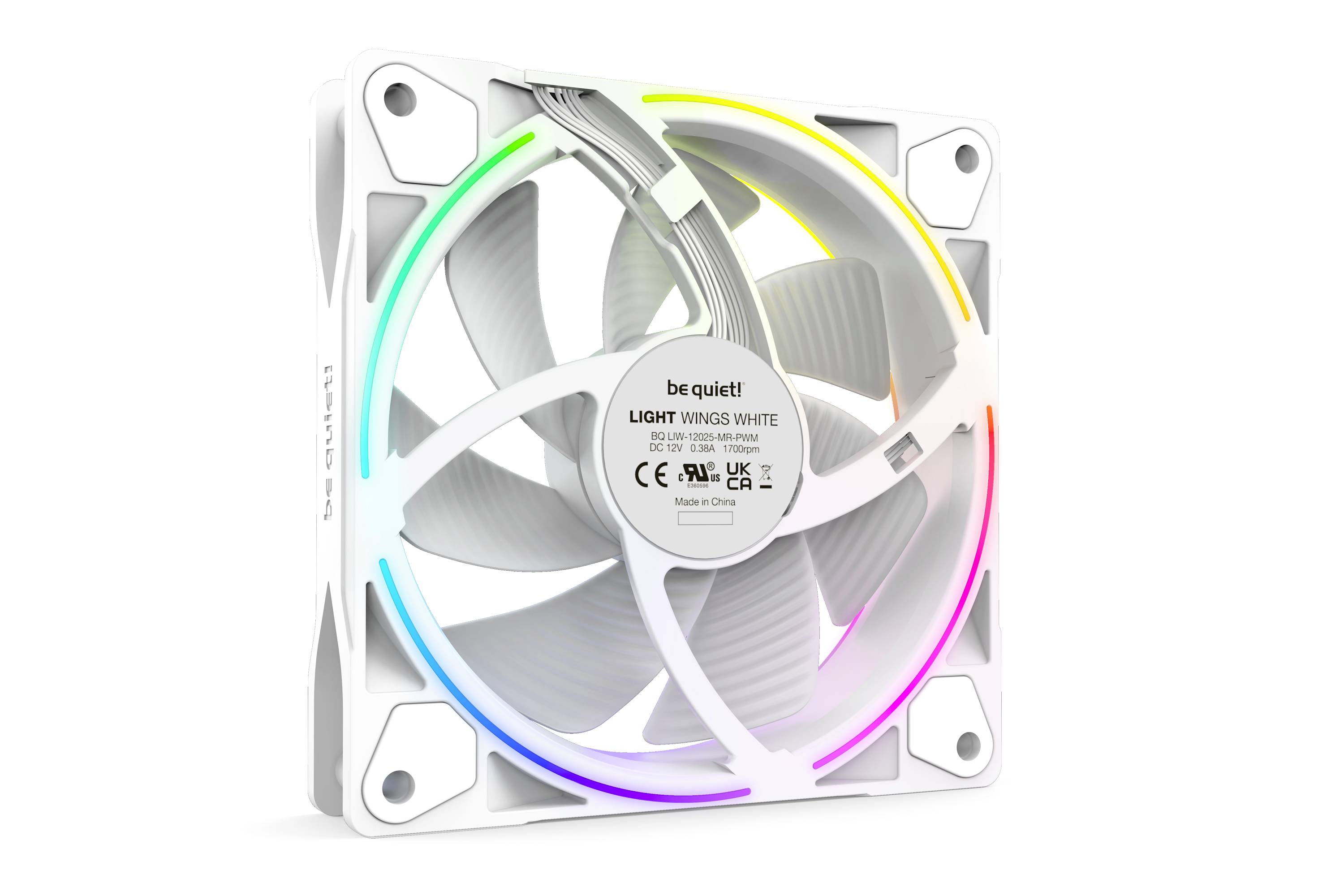 BeQuiet LIGHT WINGS WHITE 120mm PWM Triple Pack PC-Gehäuse-Lüfter Weiß (B x H x T) 120 x 120 x 25