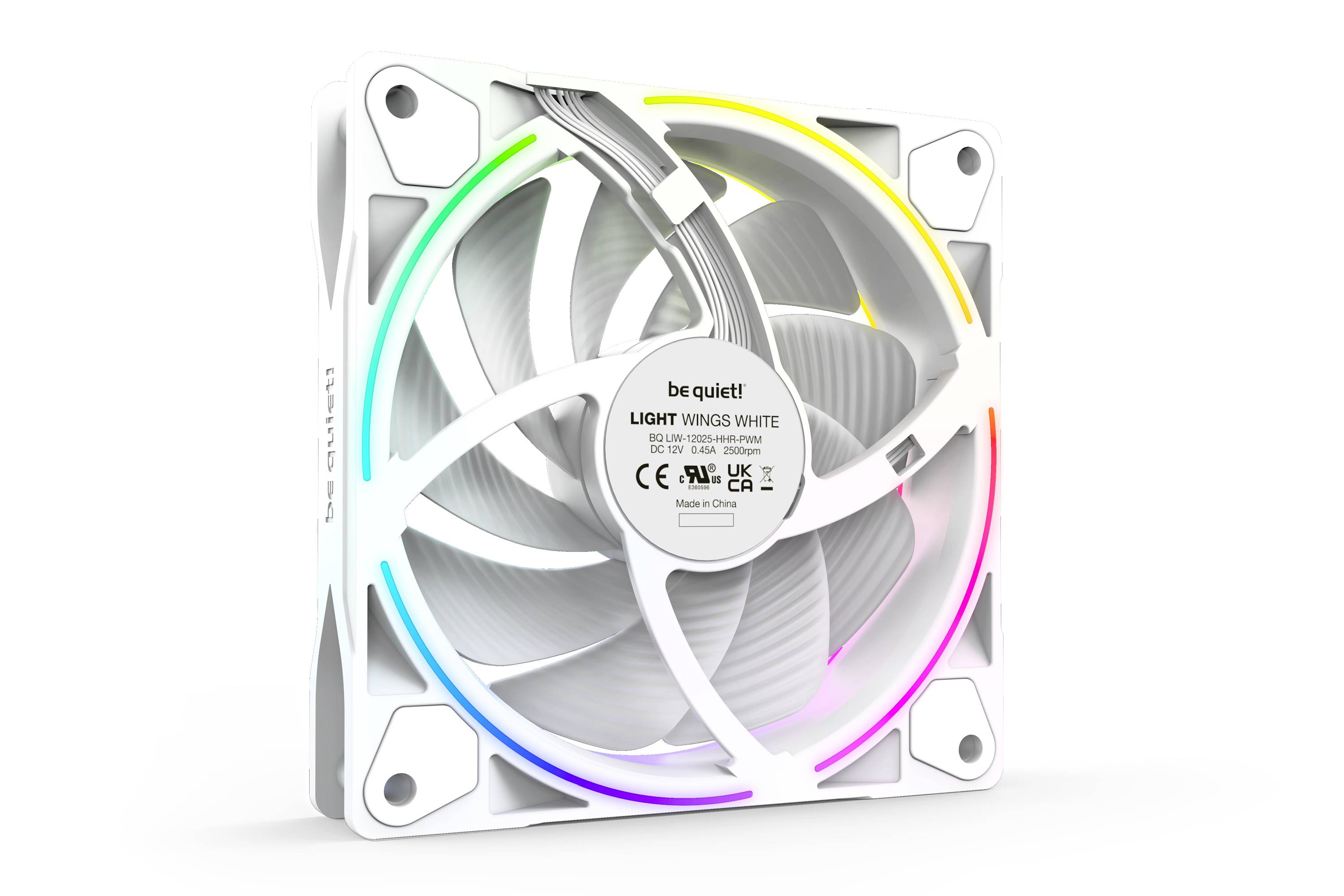 BeQuiet LIGHT WINGS WHITE 120mm high-speed PWM Triple Pack PC-Gehäuse-Lüfter Weiß (B x H x T) 120 x 120 x 25mm inkl