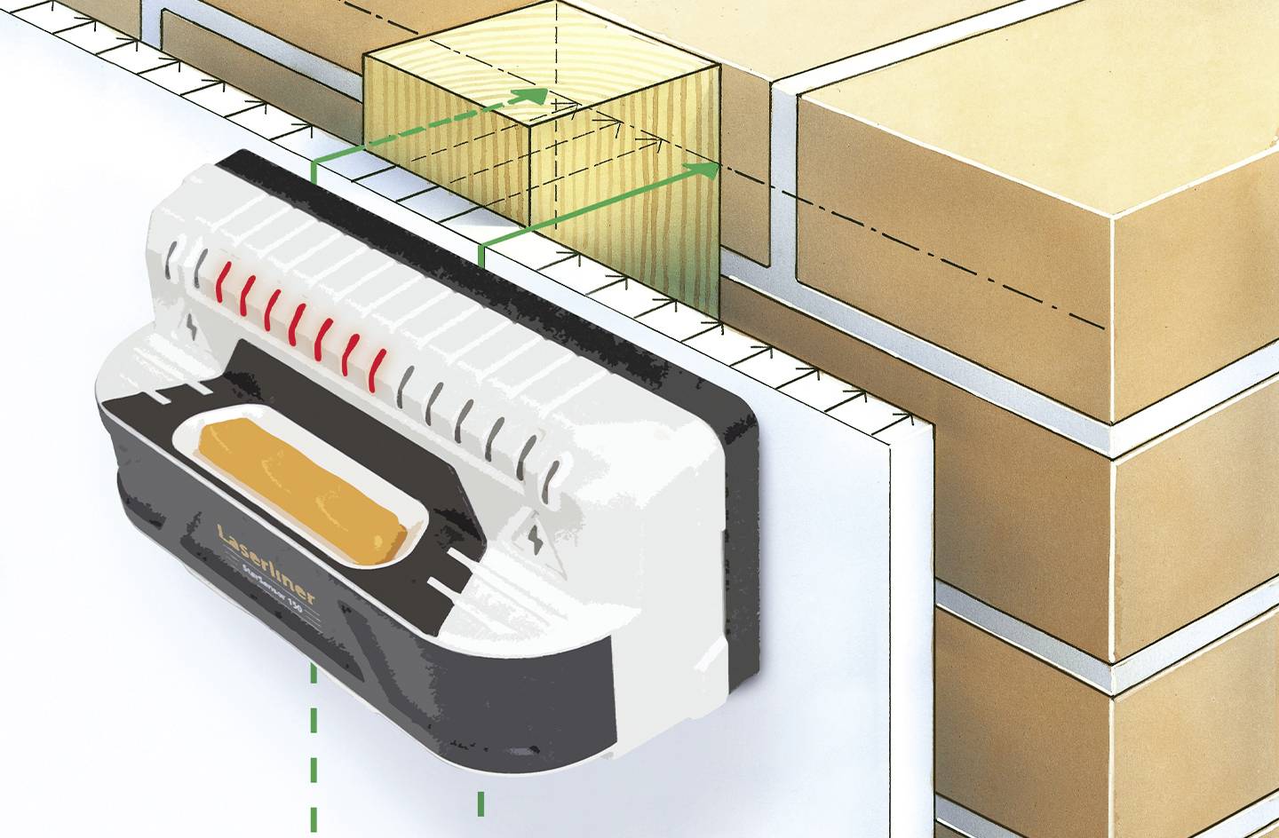 Laserliner Ortungsgerät StarSensor 150 080.977A Ortungstiefe (max.) 40mm Geeignet für Holz, spannungsführende Leitungen