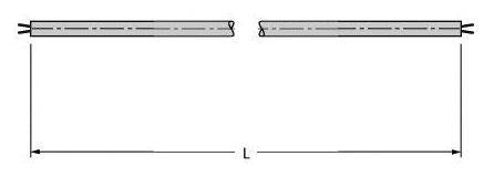 Technische Zeichnung von zwei parallelen, langen Stäben mit Abstand in der Mitte. Der Abstand ist mit 'L' markiert.