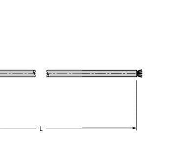 Diagramm eines Zylinders mit rechter Perspektive, zeigt Länge 'L' und Details an beiden Enden. Maße und Linien illustriert.