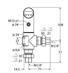 Turck Druckschalter 1 St. PS025D-502L-2UPN8X-H1141 0 bar bis 25 bar