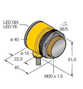 Turck Reflexions-Lichttaster T30RW3FF600 W/30 3034570 dunkelschaltend 1St.