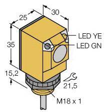Turck Reflexions-Lichttaster Q25RW3FF100 W/30 3033863 dunkelschaltend 1St.