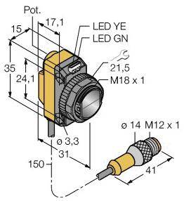 Turck Reflexions-Lichttaster QS18VP6LDQPMA 3073423 1St.