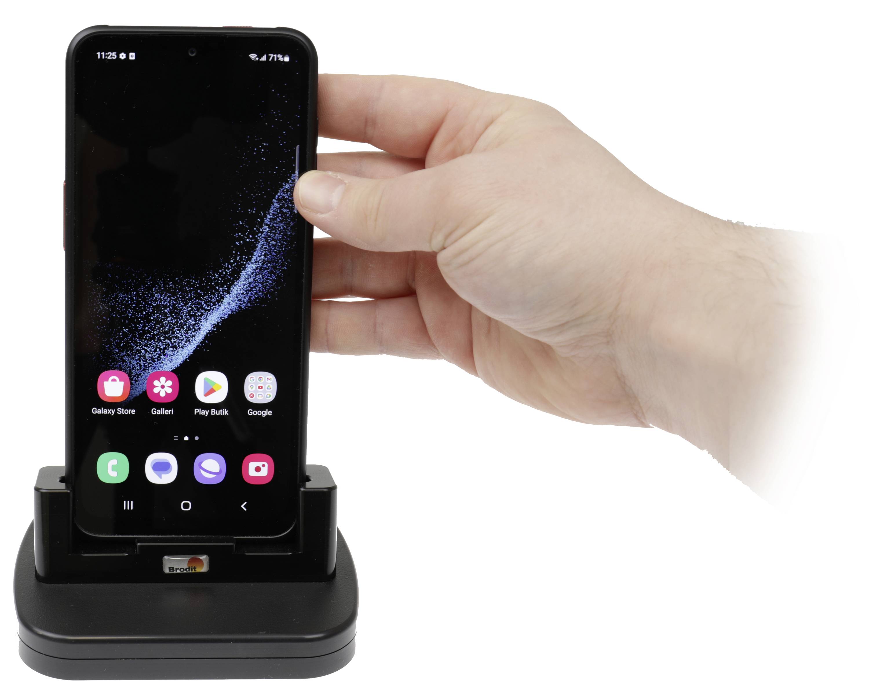 Brodit 216370 Tisch-Ladestation 1-Fach Handy Ladegerät Samsung Galaxy XCover 6 Pro Schwarz