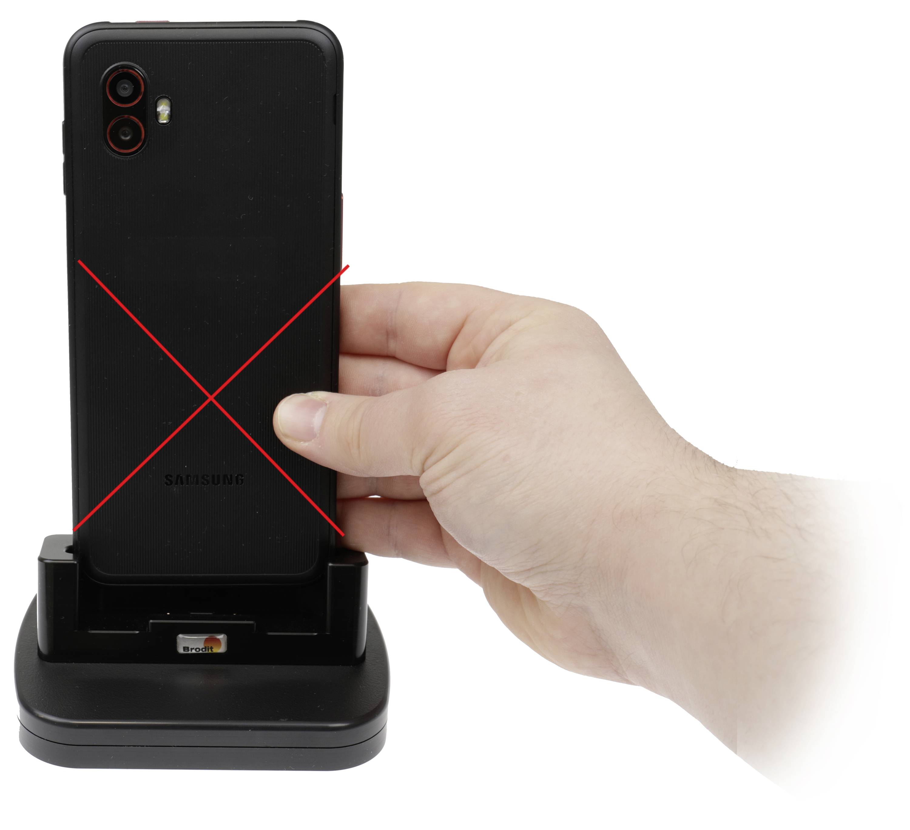 Brodit 216370 Tisch-Ladestation 1-Fach Handy Ladegerät Samsung Galaxy XCover 6 Pro Schwarz