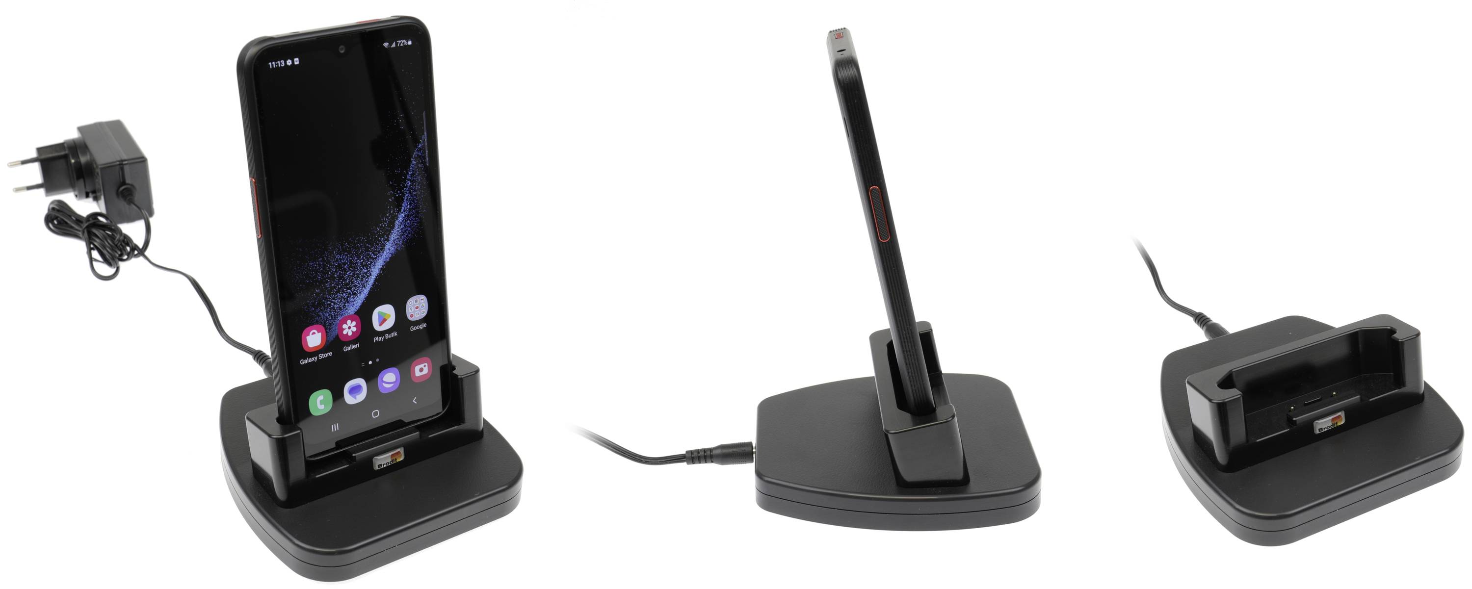 Brodit 216370 Tisch-Ladestation 1-Fach Handy Ladegerät Samsung Galaxy XCover 6 Pro Schwarz