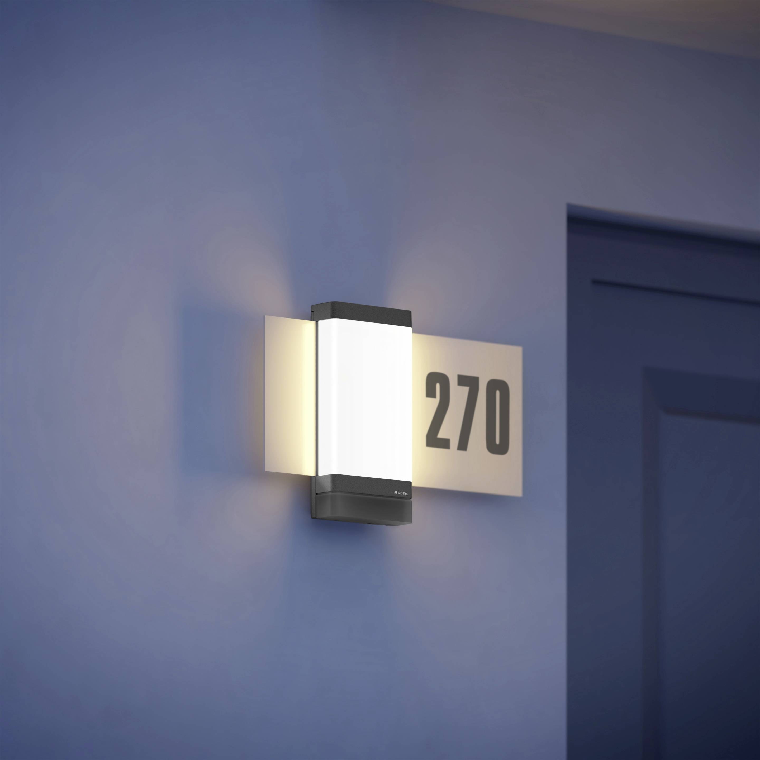 Steinel 067205 LED AUSSENLEUCHTE L 270 DIGI SC ANT LED-Außenwandleuchte mit Bewegungsmelder LED LED fest eingebaut 7.8W Anthrazit
