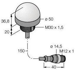 Turck Rundumleuchte K50LGRYBWPQP8 3081107 Dauerlicht