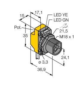 Turck 3002798 QS18VP6F W/30 Lichtleitersensor 1 St. (L x B x H) 36.9 x 15 x 35mm