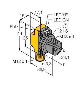 Turck 3071782 QS18VN6FQ8 Lichtleitersensor 1 St. (L x B x H) 36.9 x 15 x 49mm