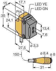 Turck 3066223 QS18VN6FPQ Lichtleitersensor 1 St. (L x B x H) 27.5 x 15 x 34.5mm