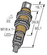 Turck 3002707 Ultraschall-Reflexionstaster S18UUAR W/30 1St.