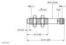 Turck Kapazitiver Sensor NCT3-M08-IOL-V1131 100027491 PNP, NPN (Ø x L) 8mm x 47.9mm