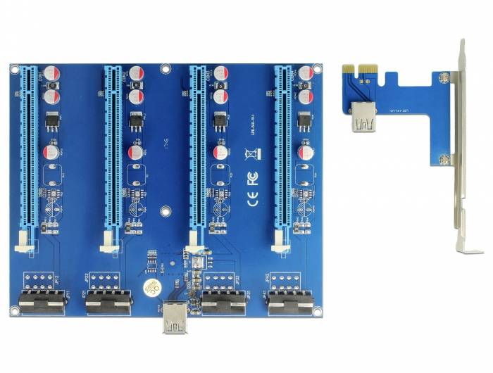 Delock PCIe Riser Kabel PCIe x16 Buchse, USB-A Buchse 0.60 m Blau 41427