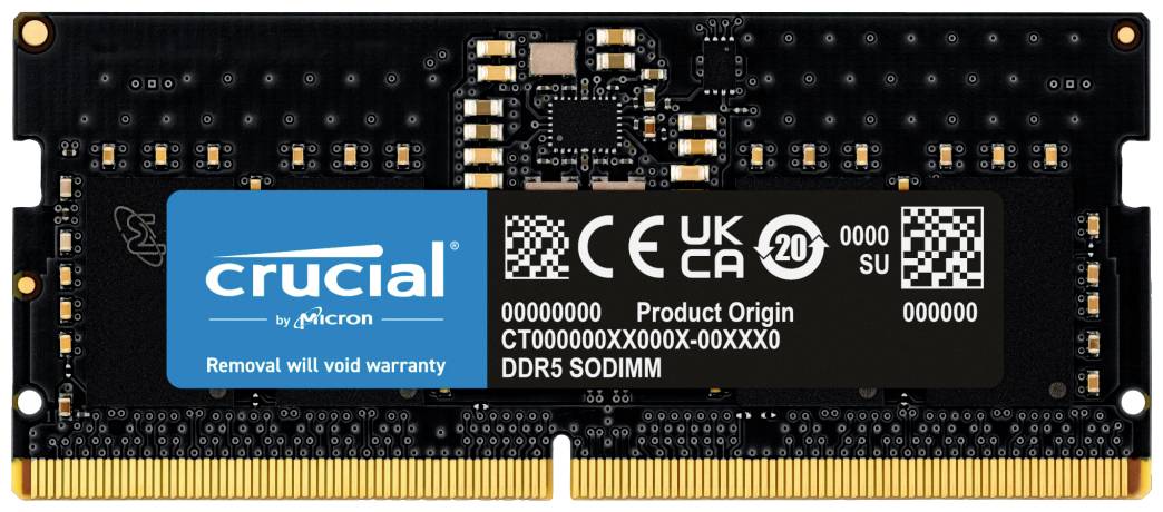 Crucial CT8G48C40S5 Laptop-Arbeitsspeicher Modul DDR5 8GB 1 x 8GB 4800MHz 262pin SO-DIMM CL40 CT8G48C40S5