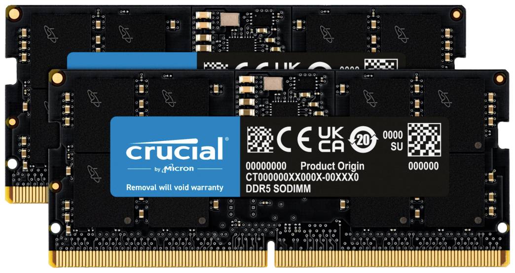 Crucial CT2K16G48C40S5 Laptop-Arbeitsspeicher Kit DDR5 32 GB 2 x 16 GB 4800 MHz 262pin SO-DIMM CL40 CT2K16G48C40S5