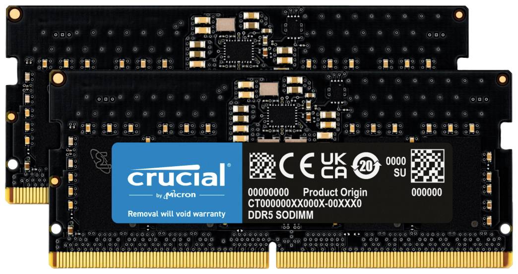Crucial CT2K8G48C40S5 Laptop-Arbeitsspeicher Kit DDR5 16 GB 2 x 8 GB 4800 MHz 262pin SO-DIMM CL40 CT2K8G48C40S5