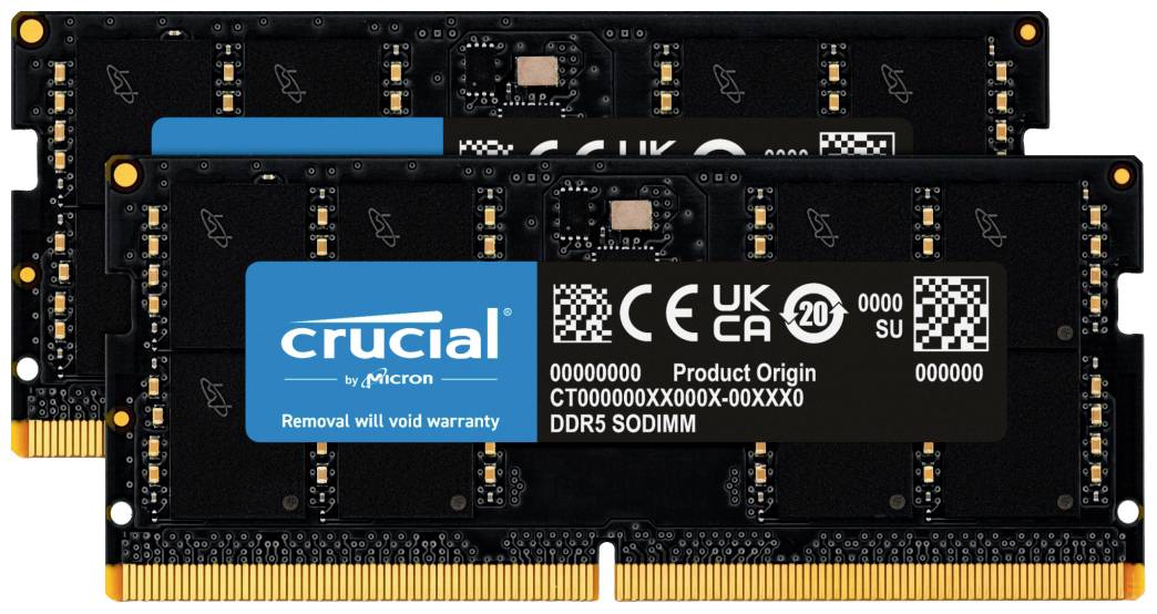 Crucial CT2K32G48C40S5 Laptop-Arbeitsspeicher Kit DDR5 64 GB 2 x 32 GB 4800 MHz 262pin SO-DIMM CL40 CT2K32G48C40S5