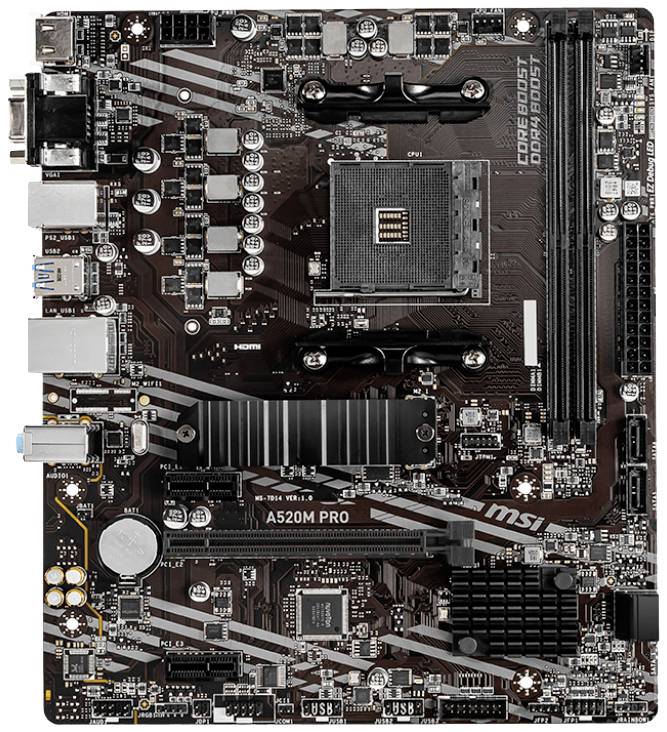 MSI A520M PRO Mainboard Sockel (PC) AMD® AM4 Formfaktor (Details) Micro-ATX Mainboard-Chipsatz AMD® A520