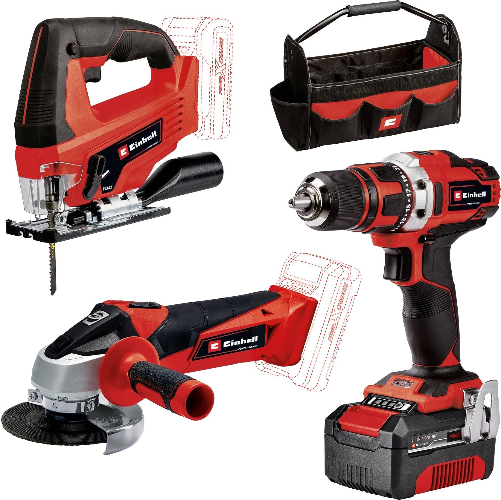 Einhell TE-TK 18/3 Li Kit JS+CD+AG Power X-Change 4257241 Werkzeugset in Tasche