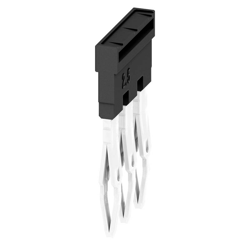 Ein schwarzer elektrischer Steckverbinder mit vier Metallstiften, verwendet für elektronische Verbindungen in Geräten.