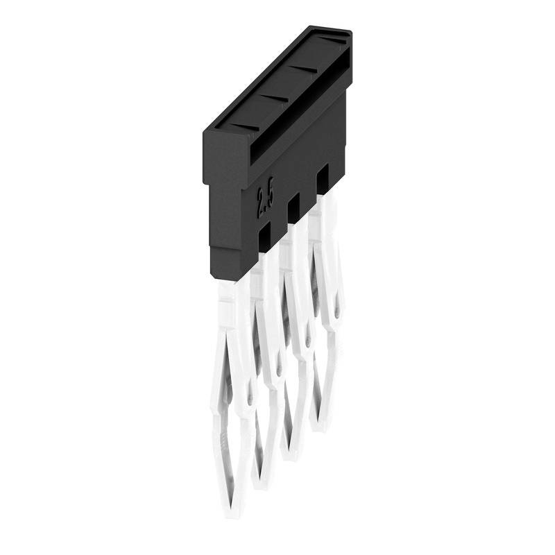 Ein schwarzer elektrischer Steckverbinder mit mehreren Stiften, die nach unten zeigen. Geeignet für elektronische Anwendungen.