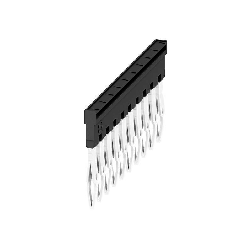 Ein schwarzer Steckverbinder mit mehreren silbernen, nach unten gerichteten Pins, geeignet für elektronische Schaltungen.