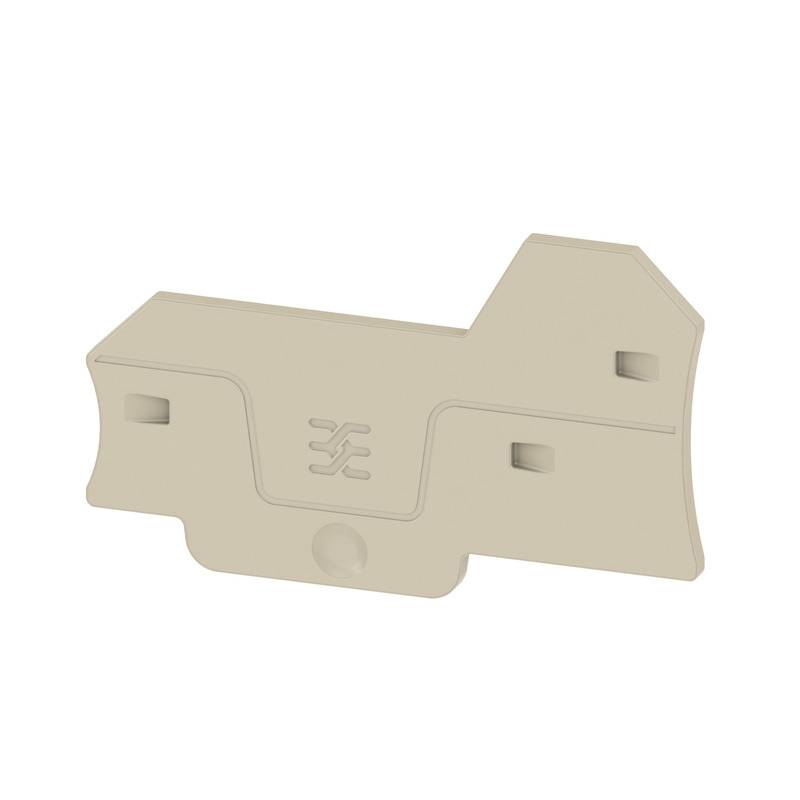 Ein beige Klemmbaugruppenträger mit mehreren Aufnahmeöffnungen, vermutlich für den Einsatz in elektrischen oder mechanischen Systemen.