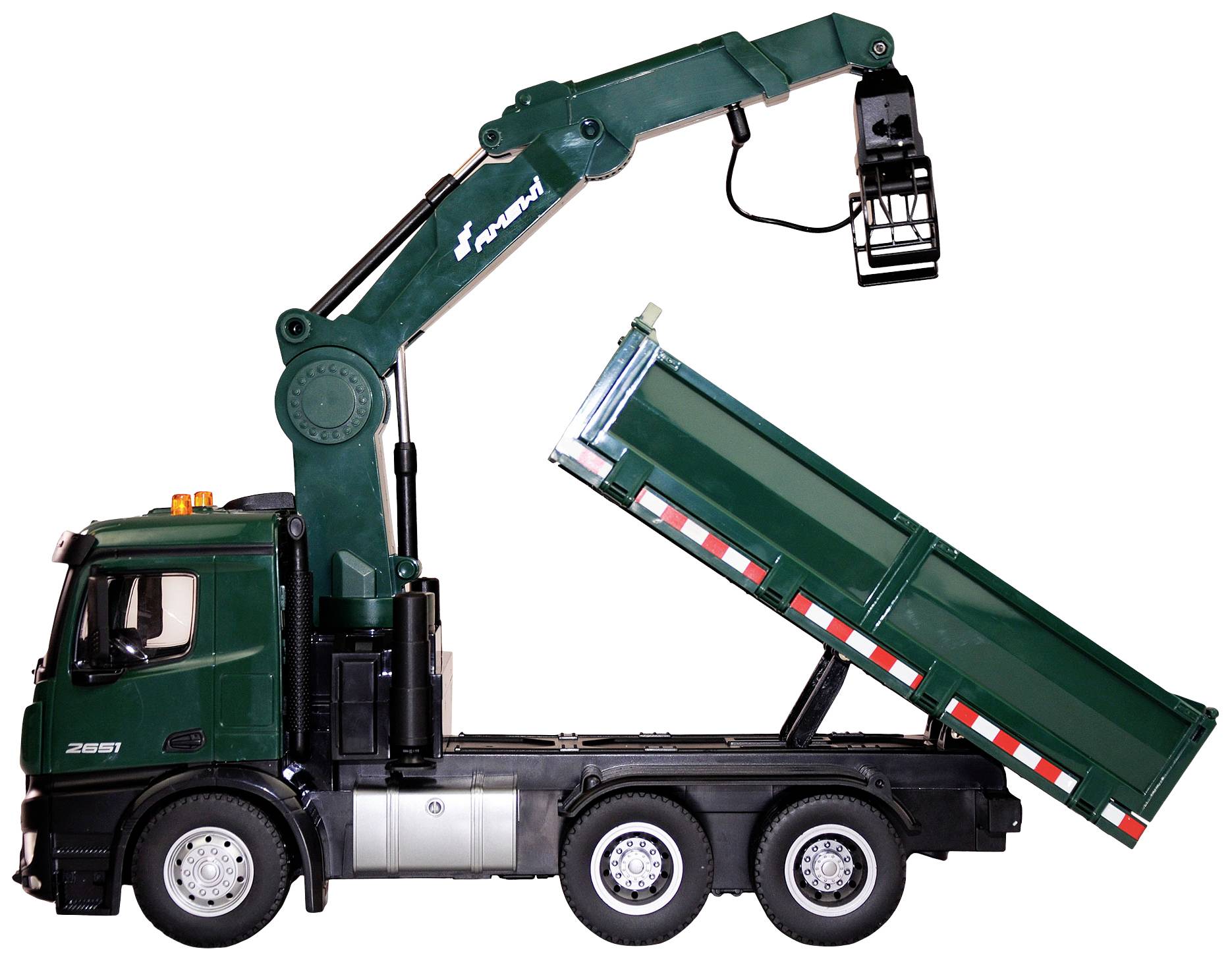 Amewi 22568 Arocs Kranwagen 1:14 Elektro RC Modell-LKW RtR inkl. Akku und Ladekabel, mit Geräuschefunktion, mit Lichteffekt