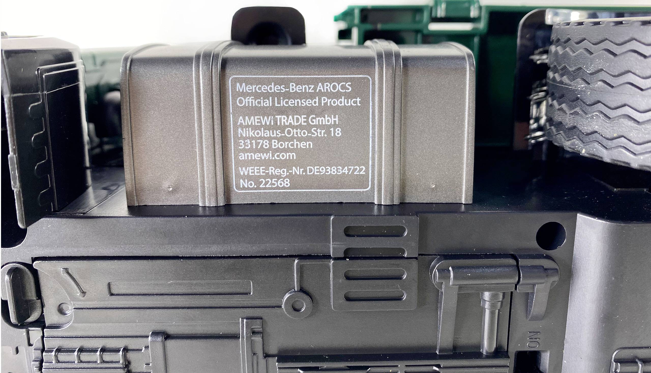 Amewi 22568 Arocs Kranwagen 1:14 Elektro RC Modell-LKW RtR inkl. Akku und Ladekabel, mit Geräuschef