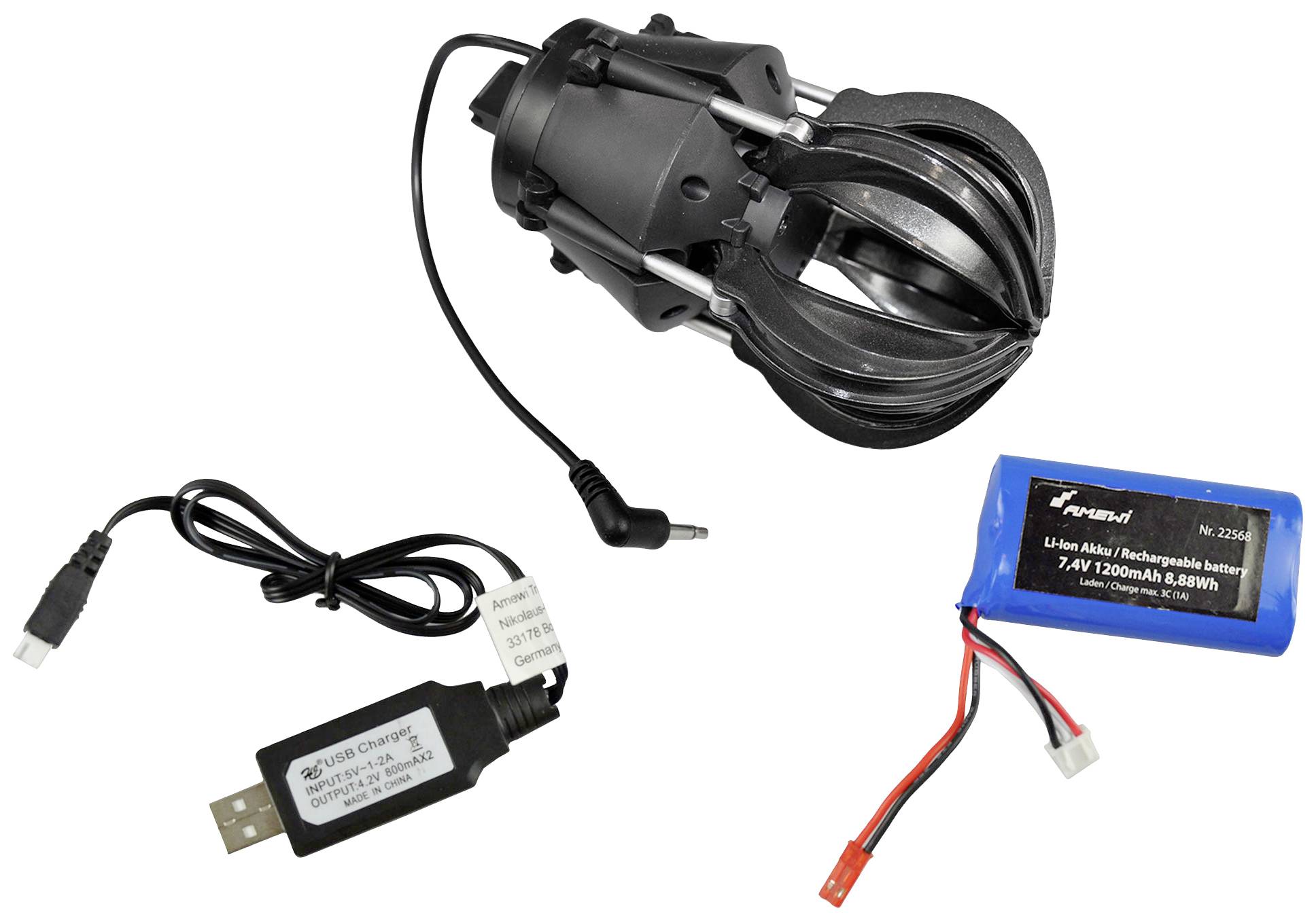 Amewi 22568 Arocs Kranwagen 1:14 Elektro RC Modell-LKW RtR inkl. Akku und Ladekabel, mit Geräuschef