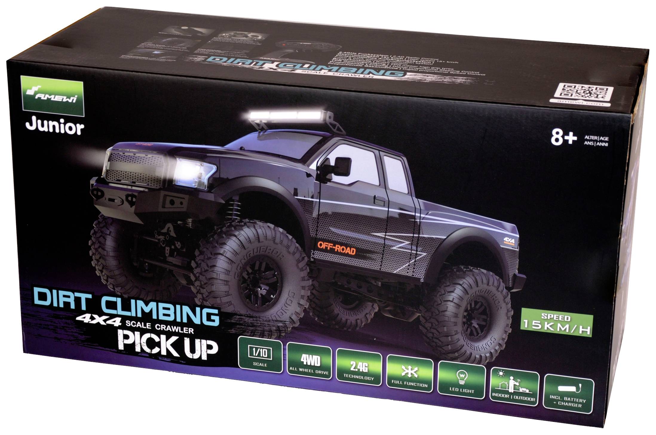 Amewi Dirt Climbing PickUp Brushed 1:10 RC Modellauto Elektro Crawler Allradantrieb (4WD) RtR 2,4GHz Inkl. Akku und Ladegerät