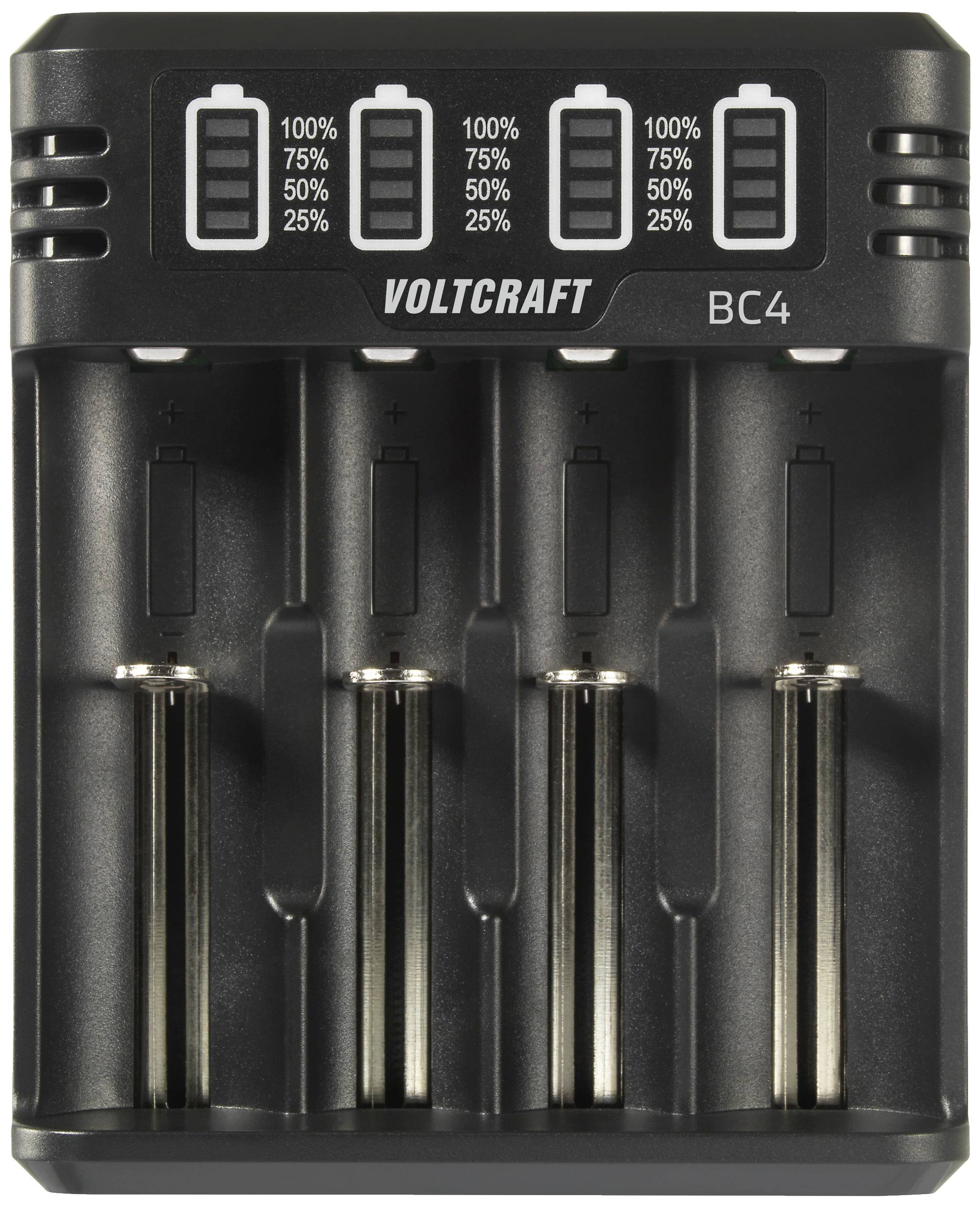 VOLTCRAFT BC4 Rundzellen-Ladegerät LiIon, NiMH Mignon (AA), Micro (AAA), Baby (C), Sub-C, 10440, 16340, CR-123A, 17335, 17500