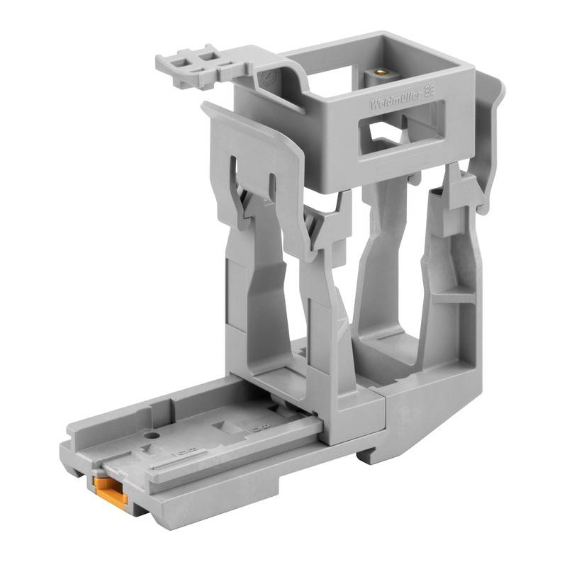 Halterung für Relais, grau, aus Kunststoff, ermöglicht die sichere Befestigung von Komponenten in elektrischen Schaltungen.