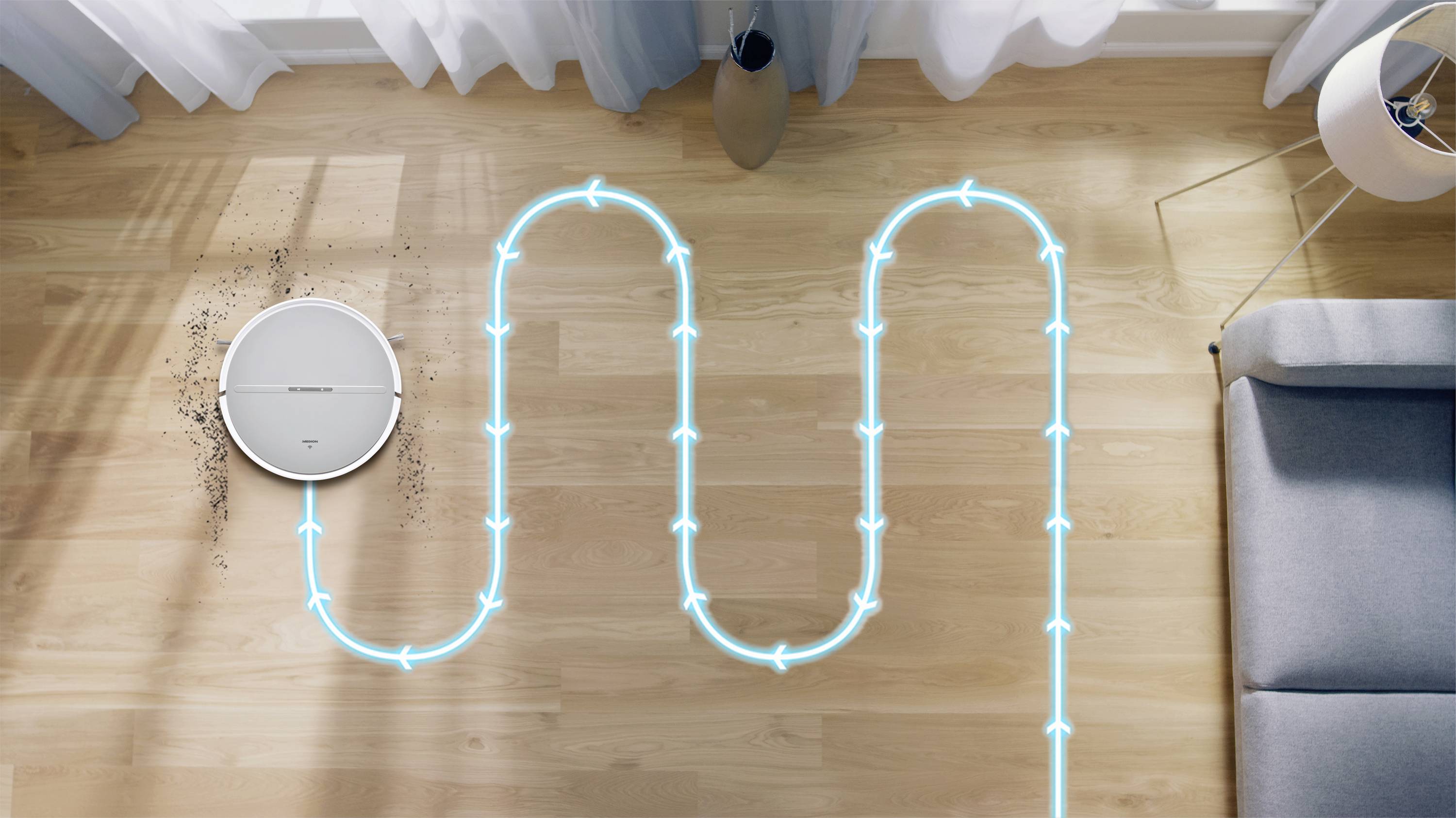 Medion MD 19719 Saugroboter Weiß App gesteuert