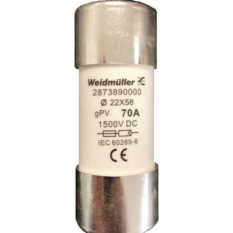 Weidmüller 2873890000 FUSE WSFL 22X58 70A 1K5V GPV Feinsicherung Inhalt 10St.