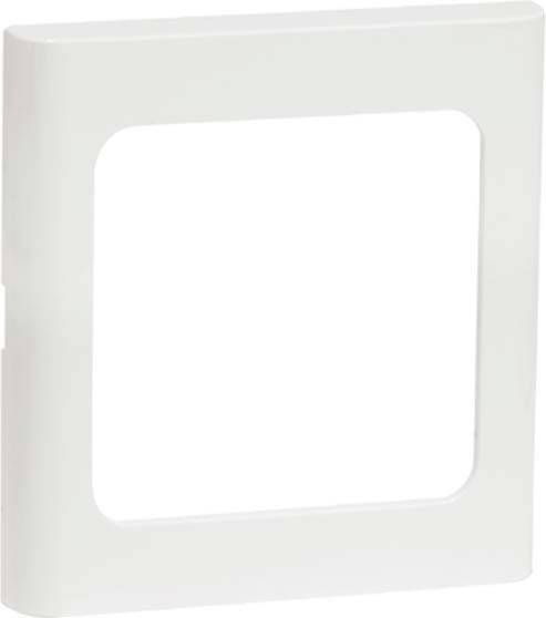 Quadratischer, weißer Kunststoffrahmen mit abgerundeten Ecken und offenem Innenraum.